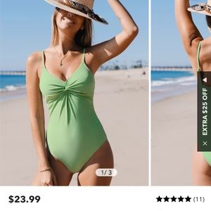 Green one piece swimsuit